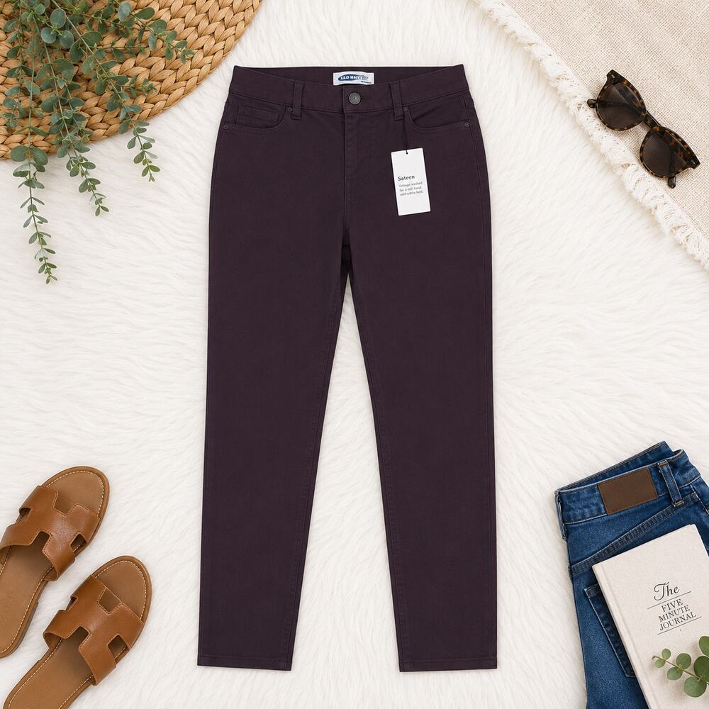 Old Navy Rockstar Super Skinny High Rise Sateen Jeans Plum Purple Size 14 NWT